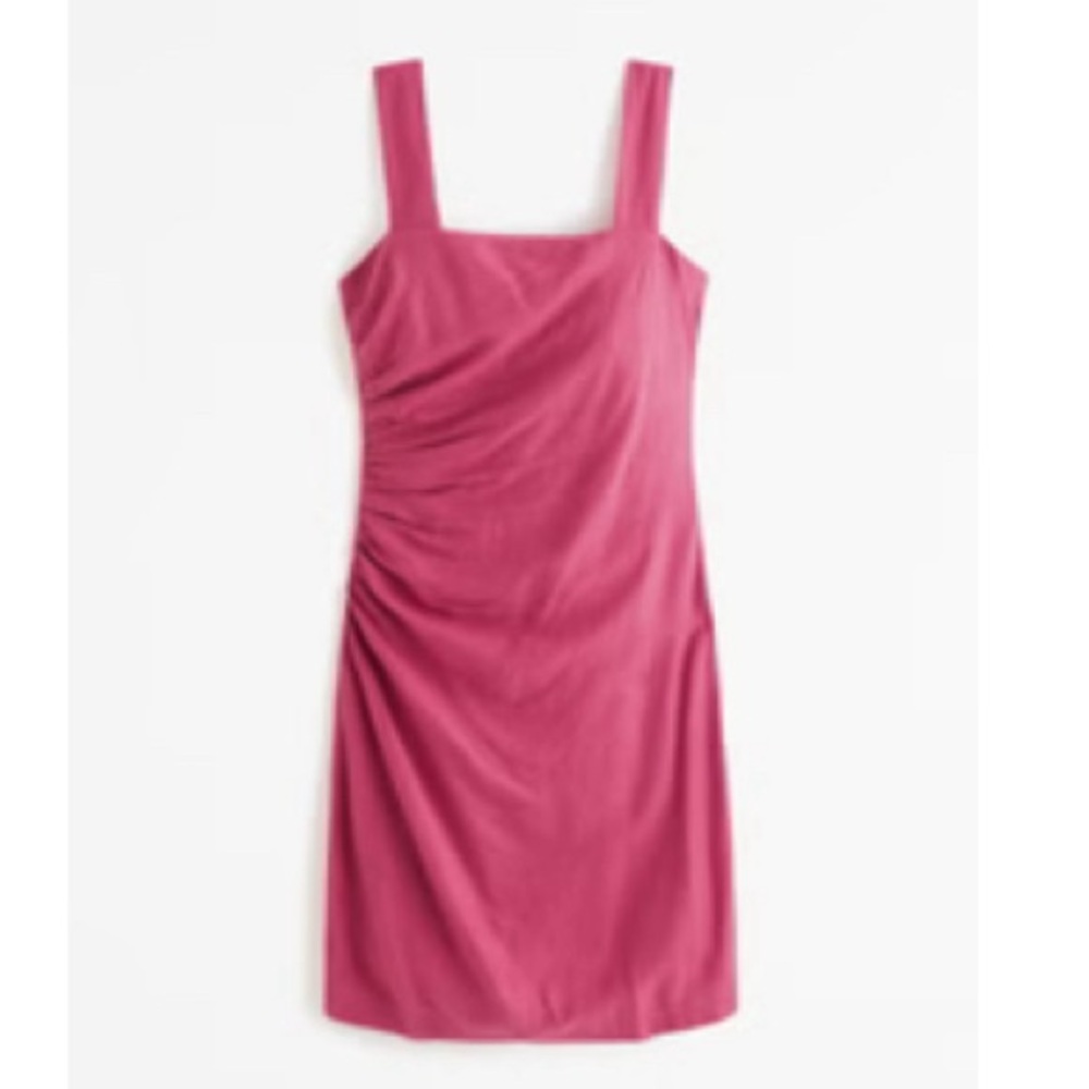 Abercrombie Linen-Blend Ruched Squareneck Mini Dress